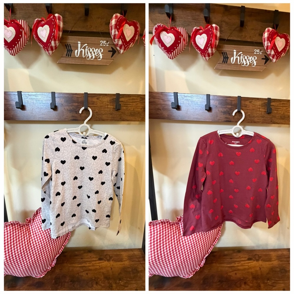 Old Navy Girls Softest Tee Shirts VALENTINES Bundle of 2 Size Medium NWOT